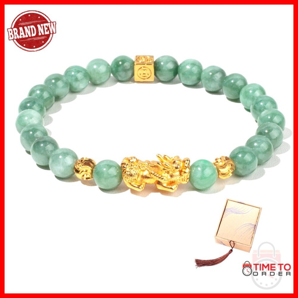 Real Jade Stretch Bracelet Elegant Minimal Feng Shui Wealth Prosperity